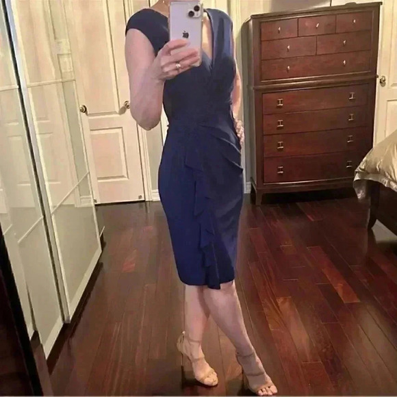 Lauren Ralph Lauren Dress Surplice Wrap Front Sleeveless Royal Blue  Size 2 - Picture 16 of 16